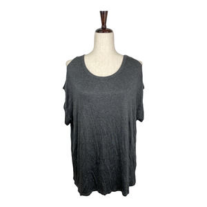 NEW Shop Basic Womens Gray Cold-Shoulder T-Shirt Size Large